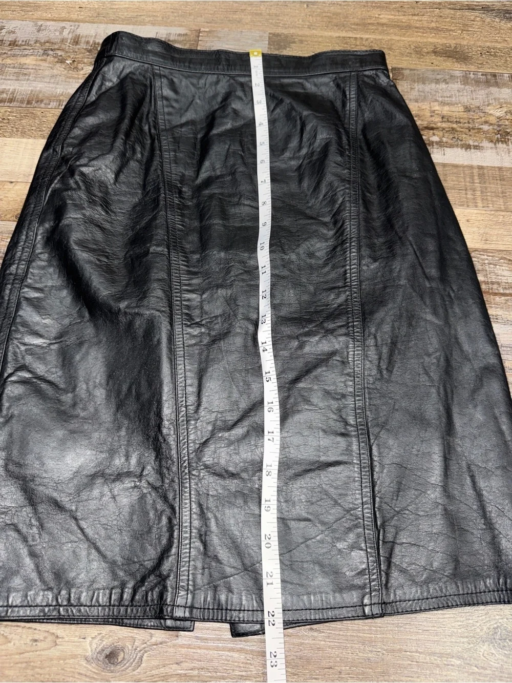 Vintage Winlit Black Genuine Leather Pencil Skirt Womens Size 2/4 90s Y2K